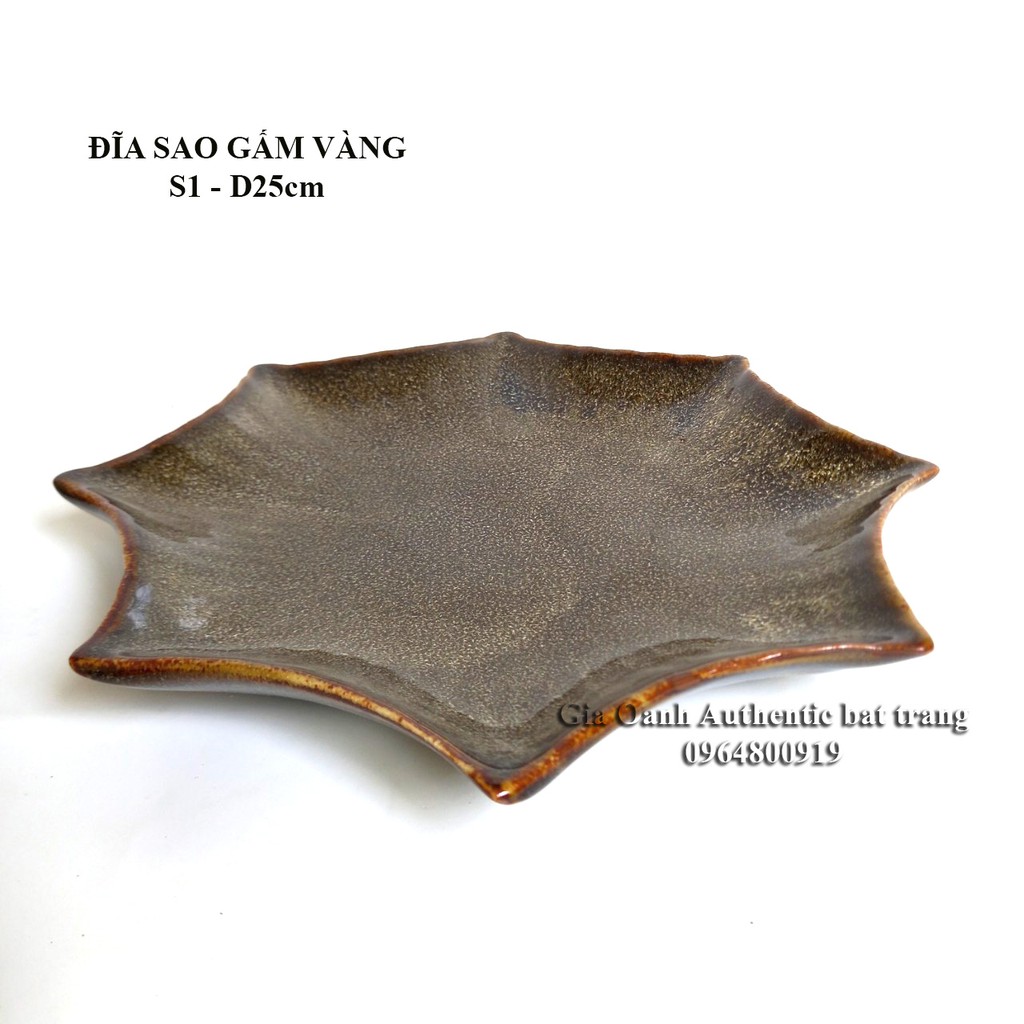 ĐĨA, Khay sao men Gấm vàng HỎA BIẾN "CAO CẤP" - sản xuất tại xưởng gốm sứ Gia Oanh authentic bat trang