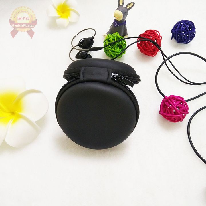 Hộp đựng tai nghe tròn để dây cáp sạc trơn đa năng 8x8cm