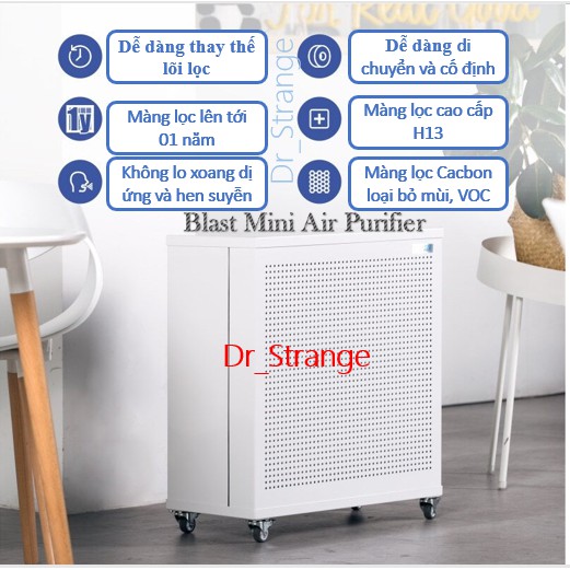 Máy lọc không khí công suất cao cho không gian rộng lên đến 85m2 Blast Mini Air Purifier