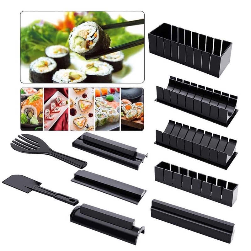 BỘ KHUÔN LÀM CƠM CUỘN - DỤNG CỤ LÀM SUSHI CAO CẤP 10 MÓN