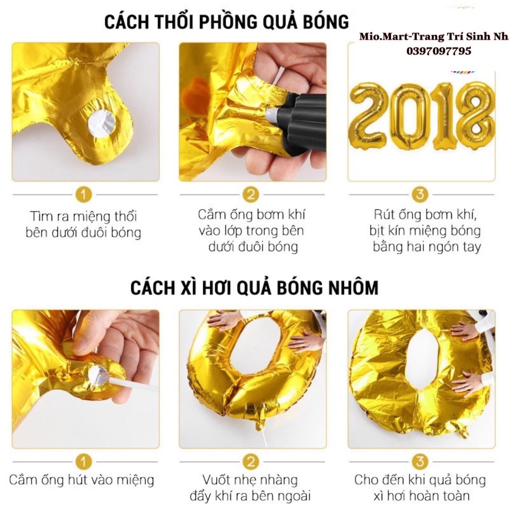 Set Trang Trí Bong Bóng Sinh Nhật Tại Nhà Tặng Kèm Bơm,Băng Keo,Số Tuổi,Combo Sinh Nhật Người Lớn,Trẻ Em BB72