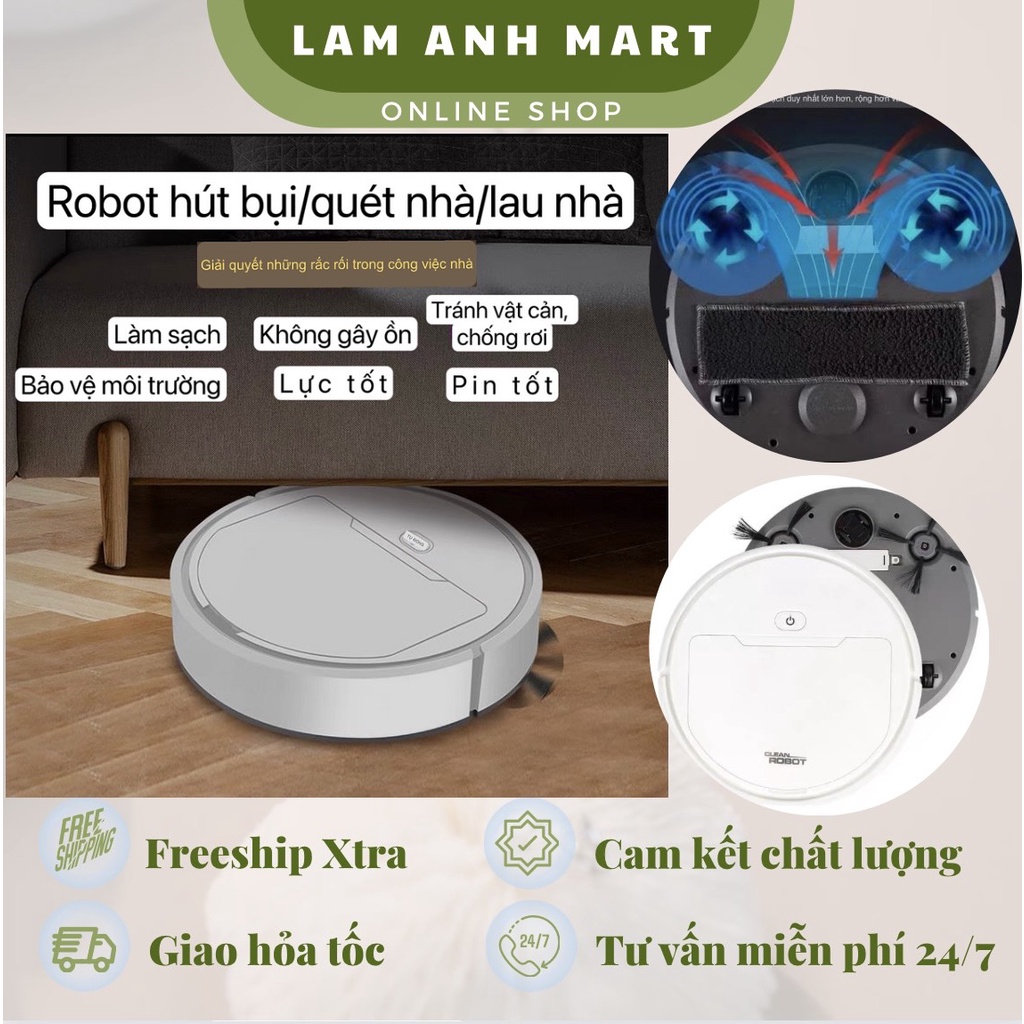 Robot quét nhà hút bụi lau nhà thông minh đa chức năng giá rẻ. Robot hút bụi, lau nhà tự động không dây