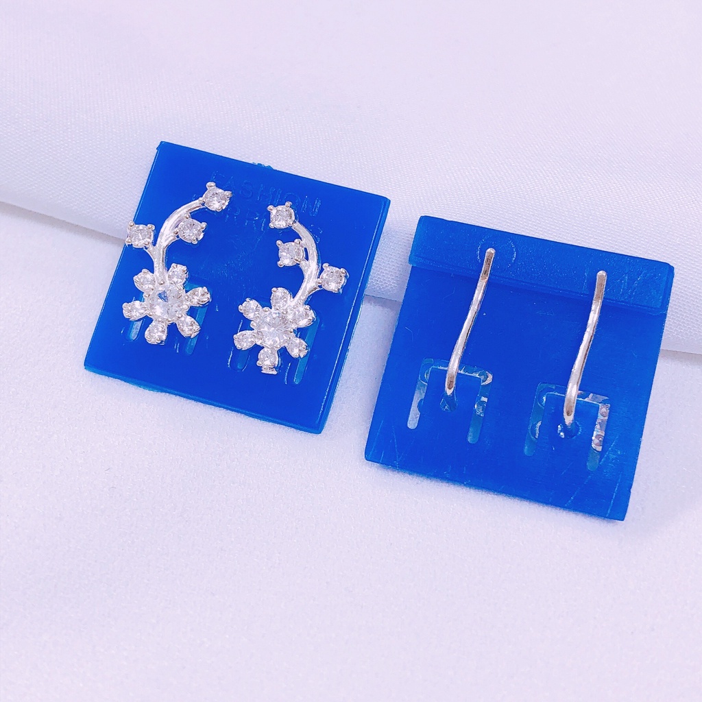 Bông tai nữ bạc thật cành hoa chốt gài xinh xắn LINH MIU SILVER