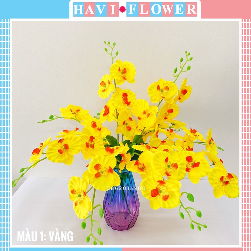 Hoa Giả - Hoa Lan Hồ Điệp Havi 60Cm Havi Trang Trí Bền, Đẹp, Sang Trọng