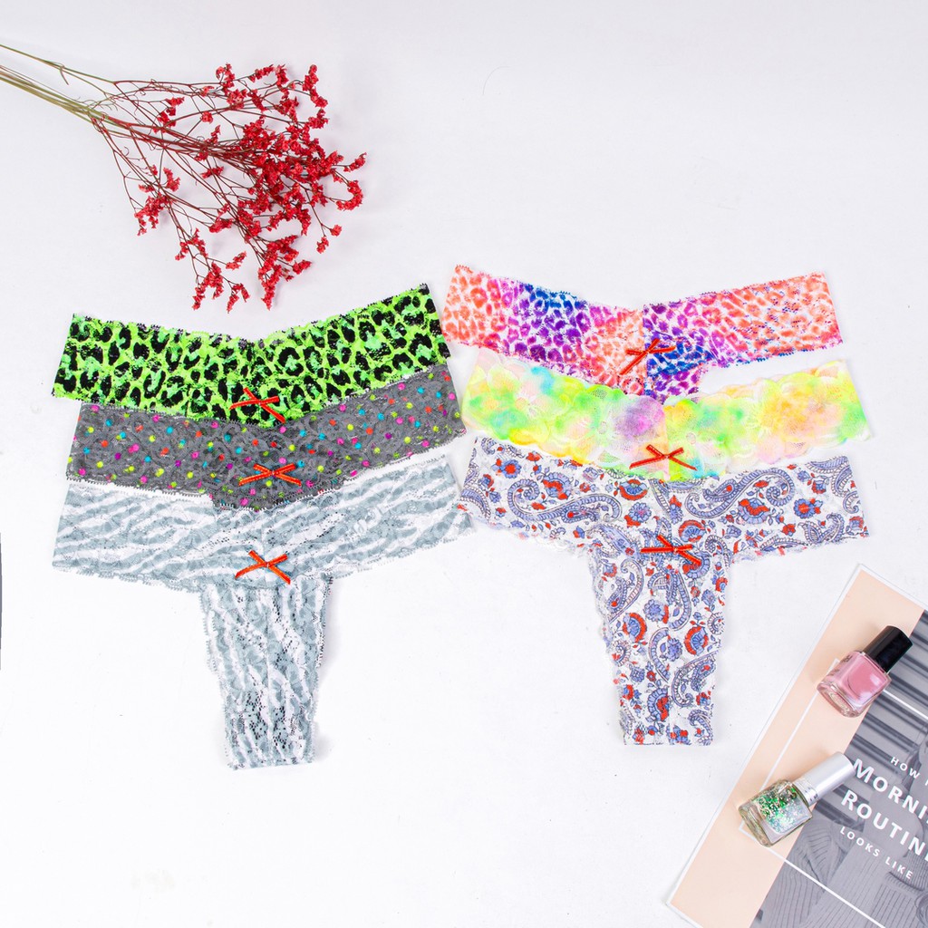 Quần lót ren lọt khe Graffiti Thong style thương hiệu Miss K nhiều màu U026