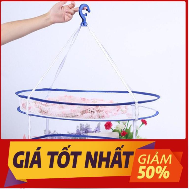 Giá phơi đồ lót tất vớ quần áo trẻ em túi giỏ vải lưới thông minh 2 tầng gấp bé xếp gọn đa năng tiện lợi