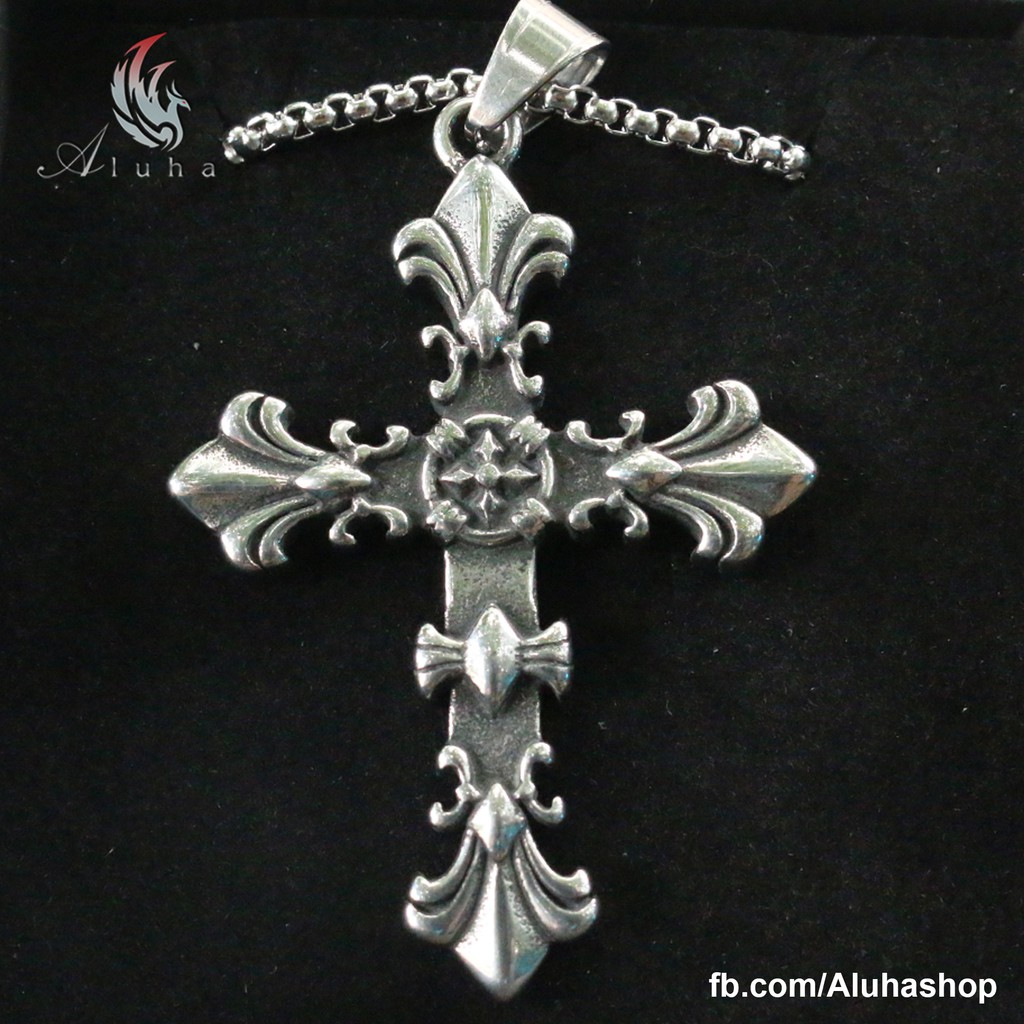 Dây chuyền Titan Chrome Heart Cross phong cách retro Gothic - NL070 - Aluha