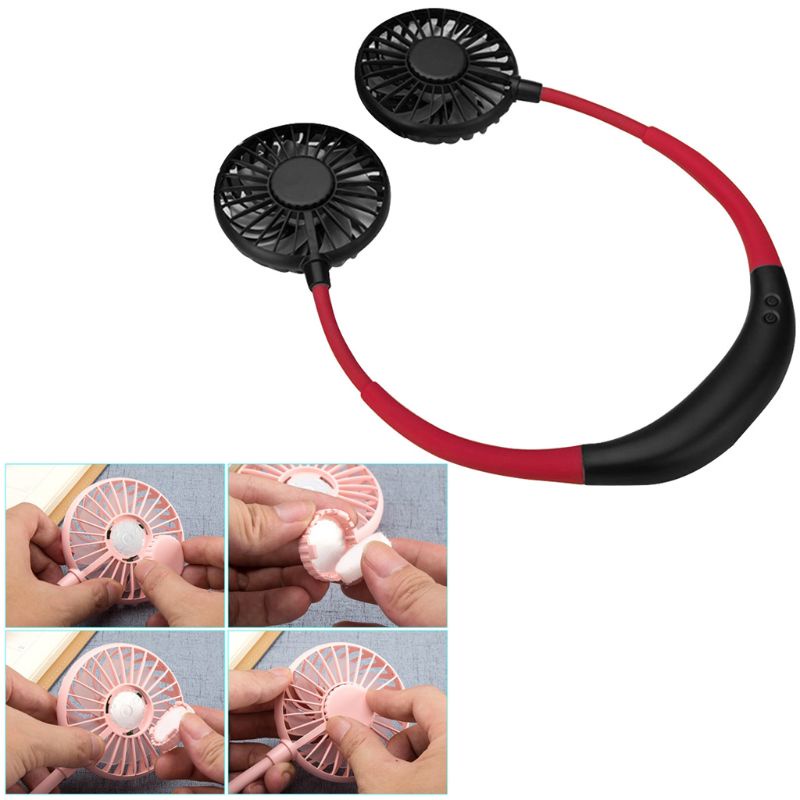 Quạt Sạc USB 2000MA Xoay 360 Độ Có Đèn Màu