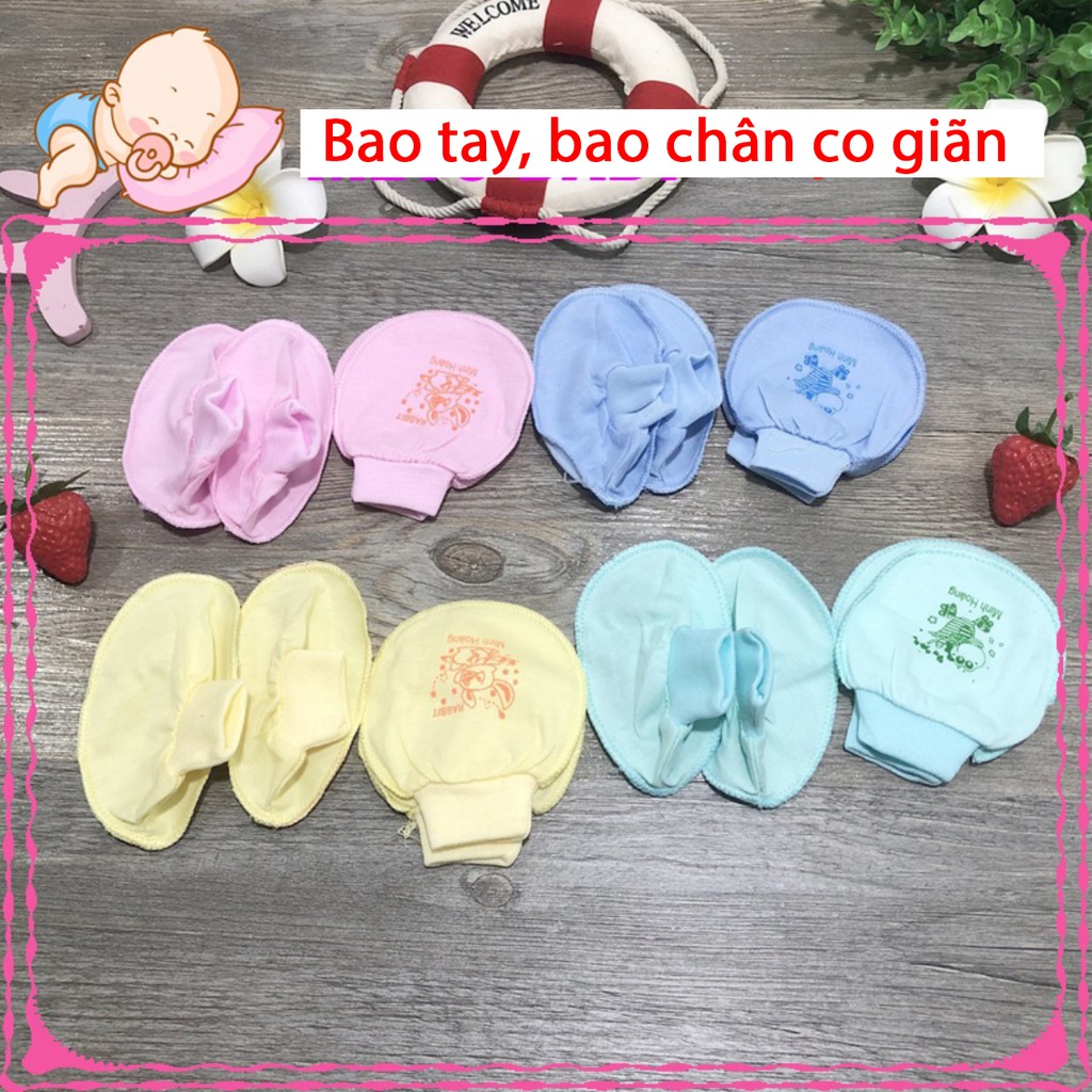 Set Bao Tay, Bao Chân Cho Bé Sơ Sinh Loại Bo Viền _ PK62