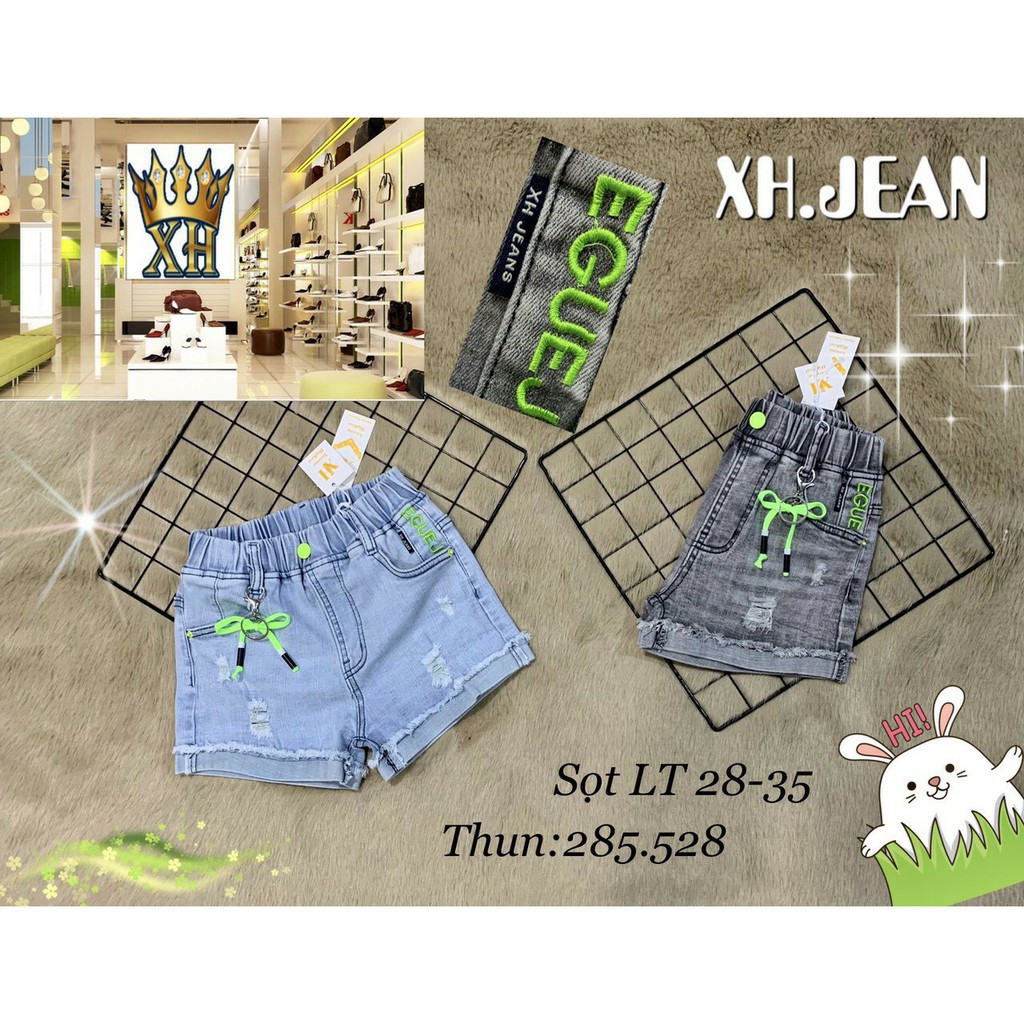 Quần sort jean bé gái lưng thun size đại cồ jean mềm co giãn