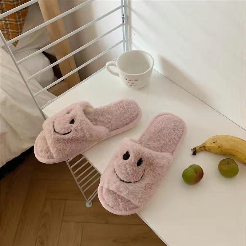 Dép Bông Mịn Hoạ Tiết Mặt Cười