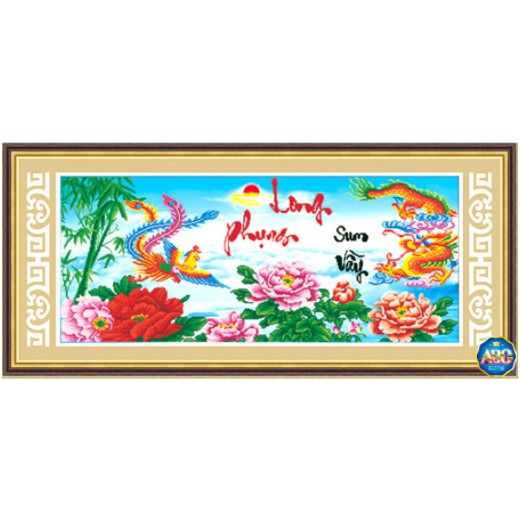 Tranh Đính Đá LONG PHỤNG SUM VẦY (ĐÁ ABC CAO CẤP). Kích Thước: 1m33 x 60cm