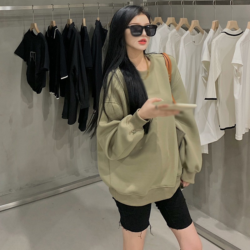 Áo hoodie dài tay màu trơn thời trang nữ tính