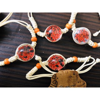 Vòng tay hoa khô pha lê màu đỏ