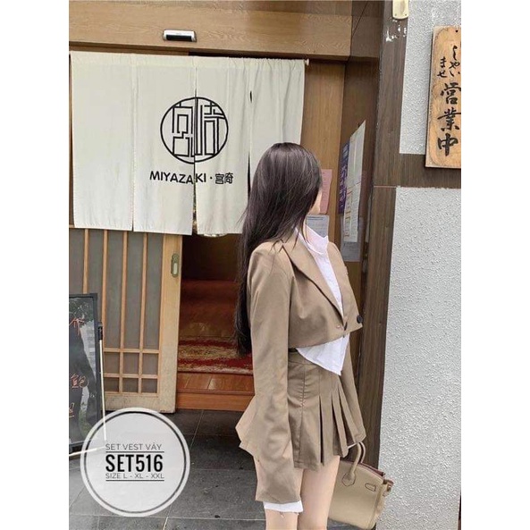 SET VEST ÁO CROPTOP VỚI VÁY 3 MÓN BIGSIZE