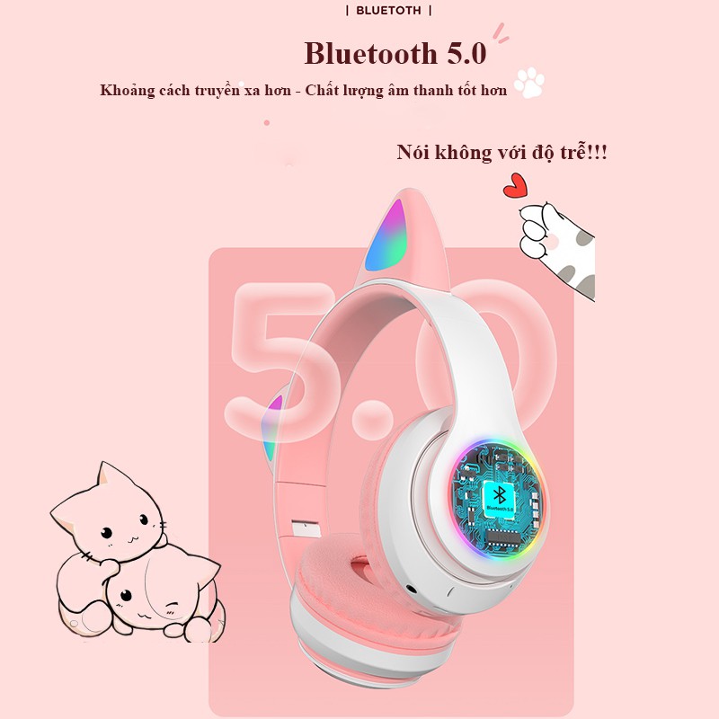 Headphone Bluetooth Tai Mèo|Tai Nghe Mèo Dễ Thương Bluetooth 5.0 Có Mic Led Siêu Nhạy, Bass Cực Ấm- BH 12 Tháng Legend | BigBuy360 - bigbuy360.vn