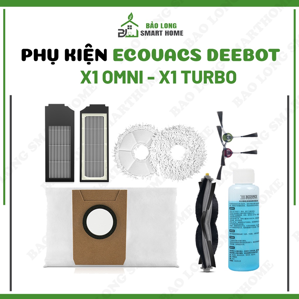 Bộ Phụ Kiện Chổi Chính, Chổi Giữa, Khăn Lau, Giẻ Lau, Chổi Cạnh, Lọc Bụi Robot Hút Bụi Ecovacs Deebot X1 Omni, X1 Turbo