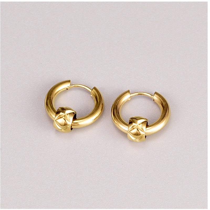 Bông Tai Khoen Tròn Titan Ko Đen TT 4366