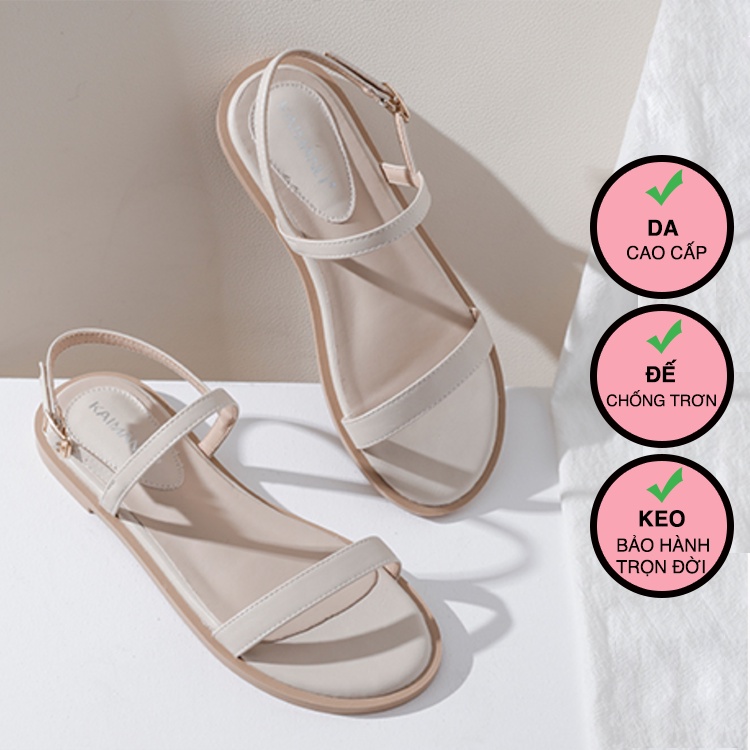 Giày sandal nữ ZINA hở mũi, dép đế bằng quai dây chuẩn hàng VNXK Z901