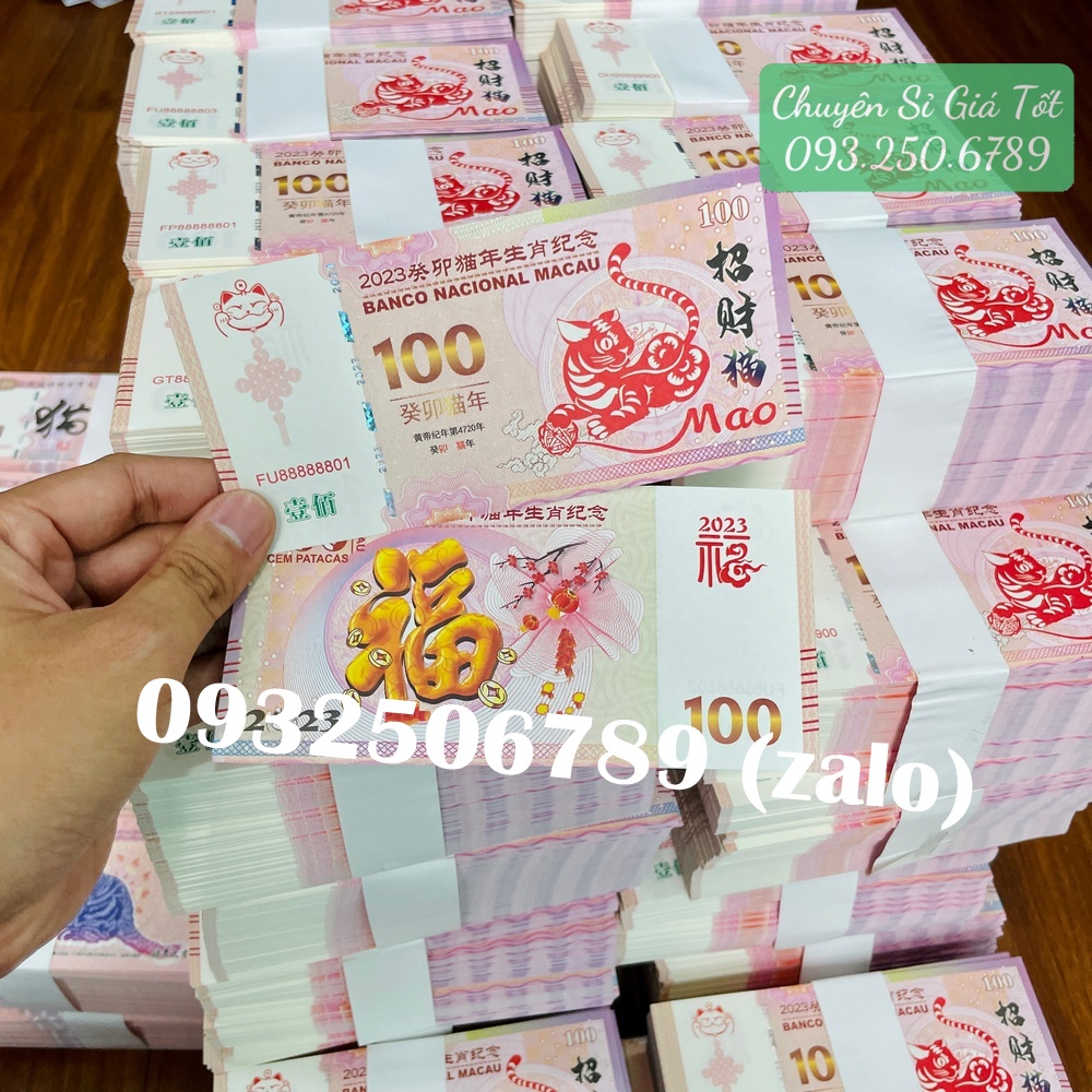 ⭐ FREE SHIP⭐ COMBO 5 TỜ tiền 100 Macao may mắn hình con Mèo 2023 - tặng kèm bao lì xì, Quà Tết 2023