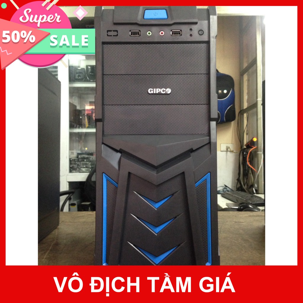 Vỏ case máy tính GIPCO GIP3986GAB - Vật liệu làm từ thép không gỉ - Chống giật - Bảo hành 12 tháng - Chính hãng