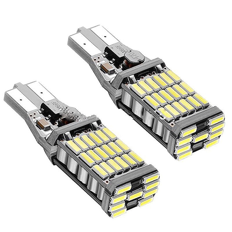 2 Bóng Đèn Led T15 W16W 45 Smd 4014 6000k Ánh Sáng Trắng Cho Xe Hơi