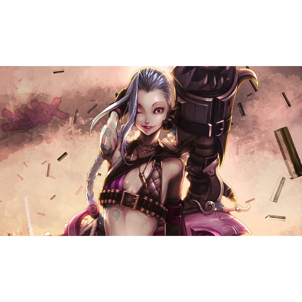 Poster A3, A4, A5 dán tường League of Legends, decal trang trí có keo JINX - Mẫu 1, nhận in theo yêu cầu