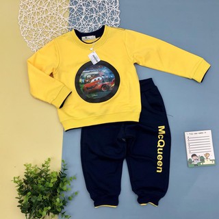 Bộ nỉ da cá thu đông đính hình ô tô đua 3D tròn dài tay bé trai size 1-8T, cho bạn từ 9-25kg. Chất nỉ da cá dày dặn