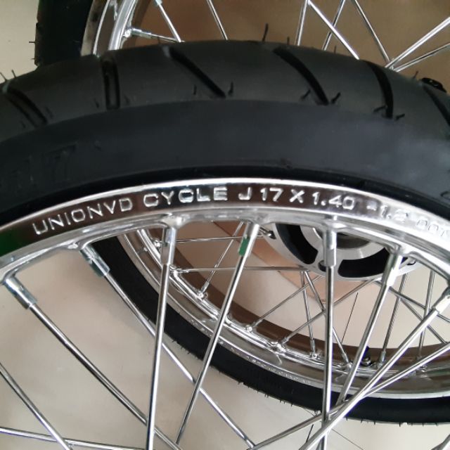 Bánh căm xe RAIDER SATRIA full vỏ ruột+ 2 đĩa trước sau niềng sắt union