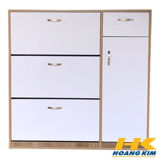 Tủ giày thông minh gỗ mdf melamine màu óc chó cánh trắng