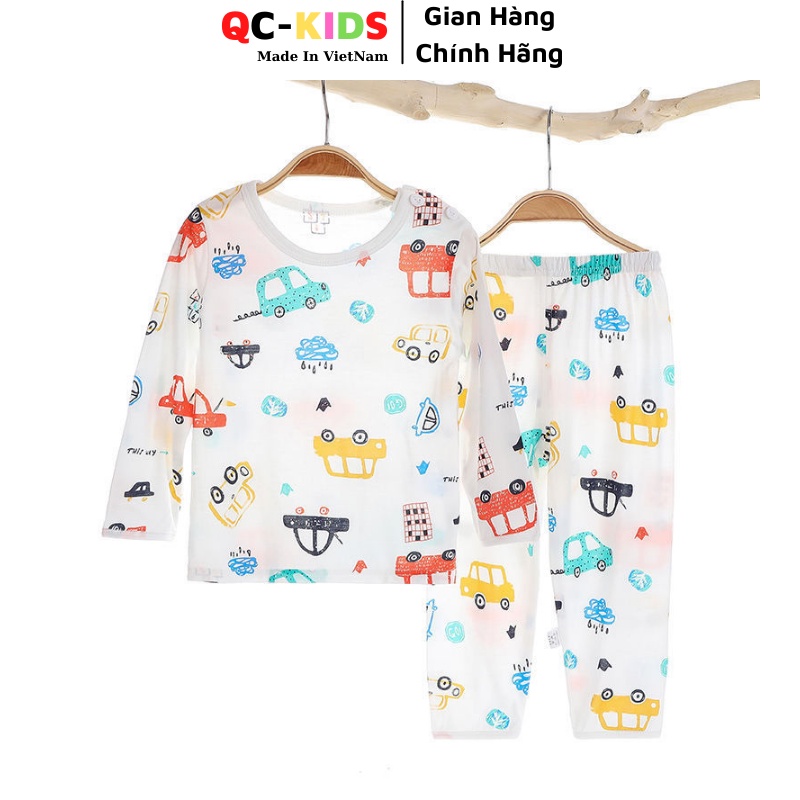 Bộ quần áo dài tay trẻ em in nhiều hình chibi đáng yêu chất liệu cotton giấy và thông hơi cho bé trai và gái 3-15kg