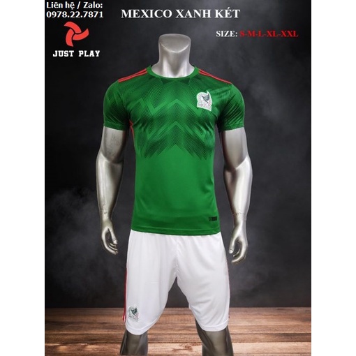 Bộ Quần Áo Bóng Đá Mexico World Cup 2022 Sân Nhà Màu Xanh