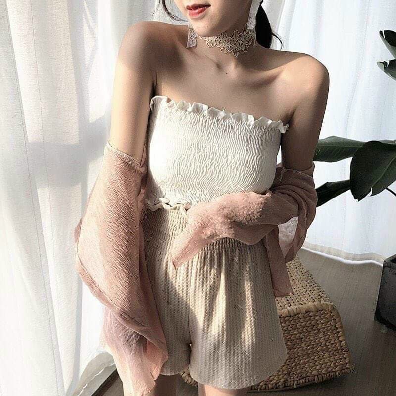 Áo ống croptop nhúm trơn cực xinh , chất voan mềm mịn mát