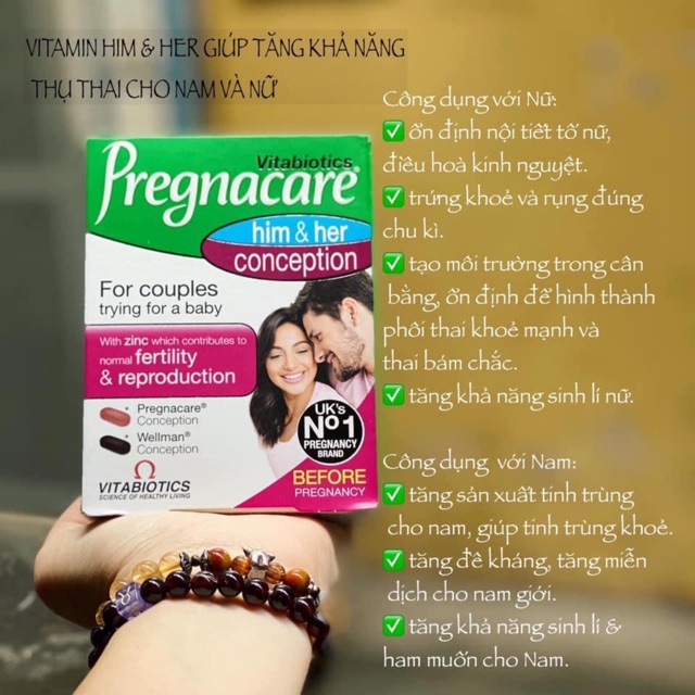 Viên Uống Tăng Thụ Thai Cho Chồng và Vợ Pregnacare Him & Her