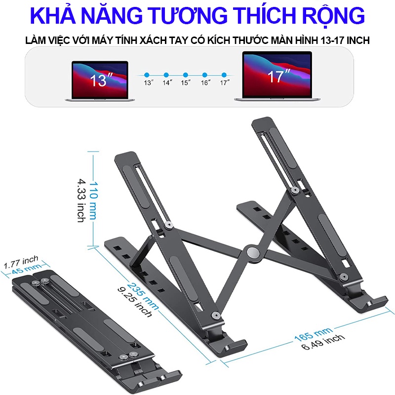 TAIPULING Giá đỡ laptop/ máy tính  bằng nhôm tản nhiệt 15 6 inch 2 tầng 7 tốc độ điều chỉnh/ có thể gấp lại