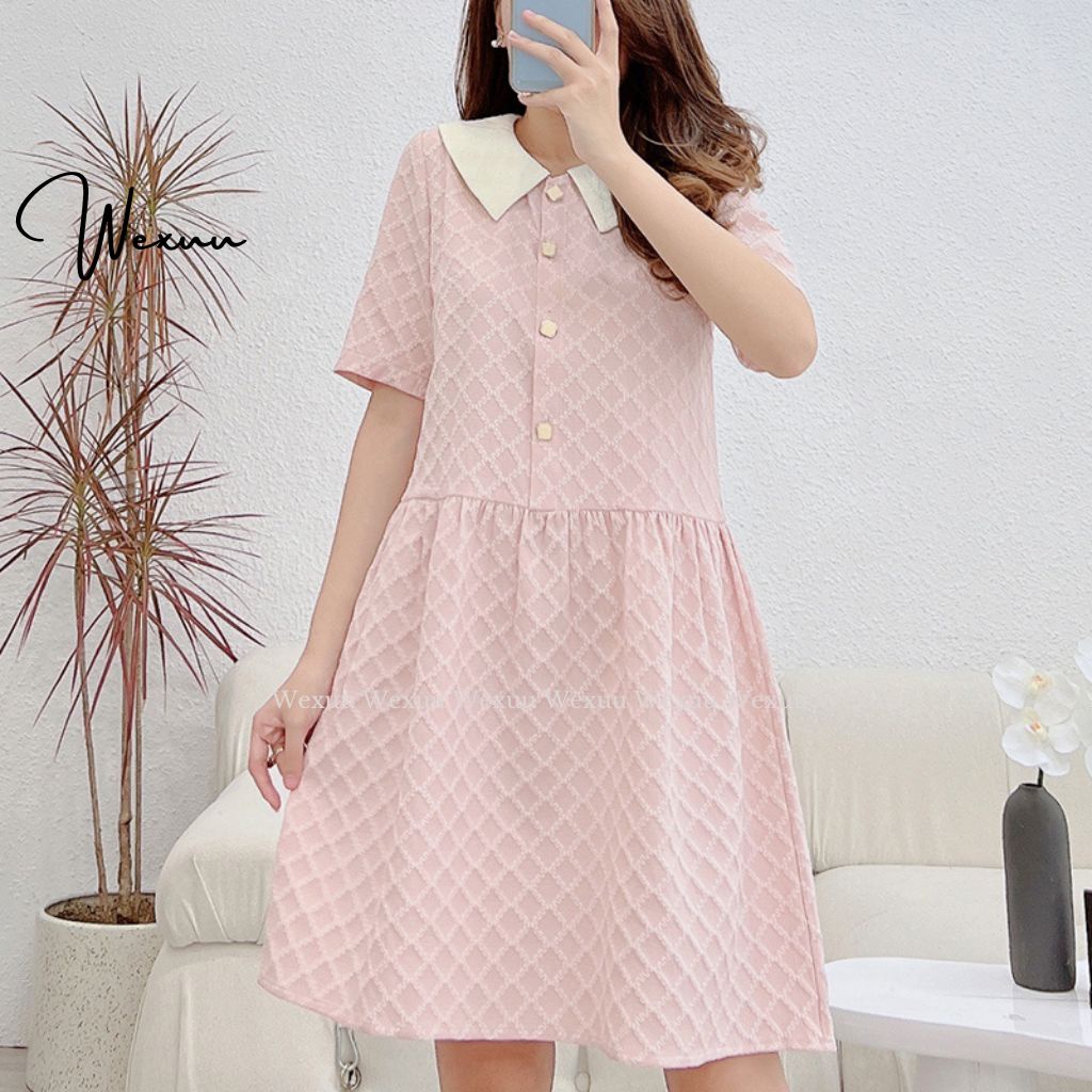 Đầm nữ thiết kế Wexuu Design dáng babydoll cổ tròn xòe nhẹ trẻ trung, chất liệu mềm mát cao cấp - V05 họa tiết