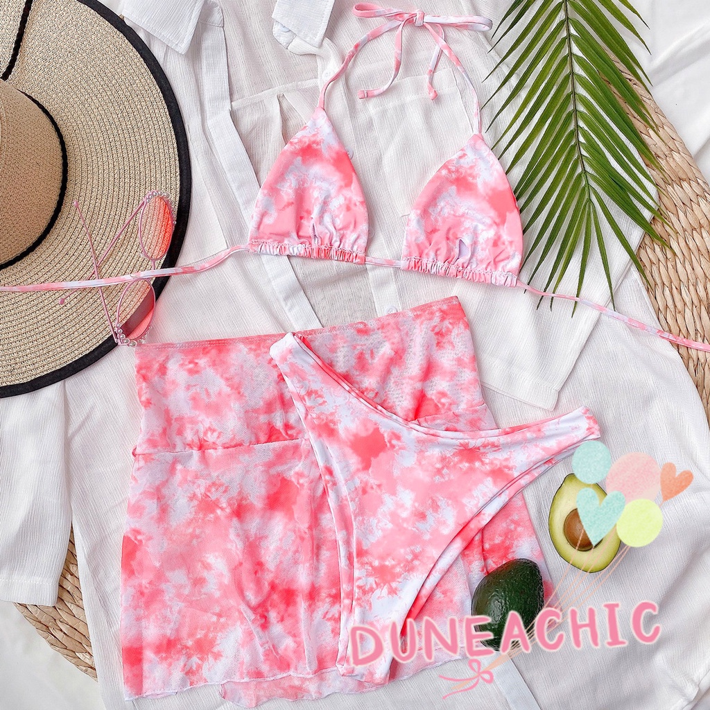 DUNEA Bộ Đồ Bơi Hai Mảnh Nhuộm Màu Thời Trang Dành Cho Nữ
