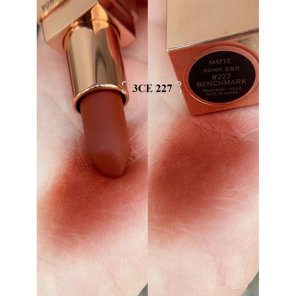 Son 3CE matte lip color mã 227 cam đất