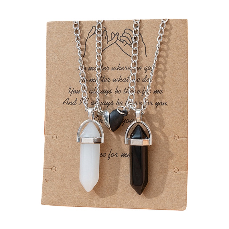 Vòng cổ Mặt Đá Thạch Anh Có Nam Châm Hình Trái Tim Cho Cặp Đôi