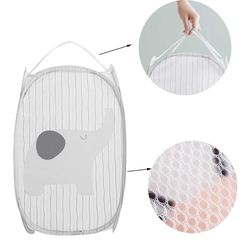 1 Giỏ Lưới Đựng Đồ Giặt Cỡ Lớn In Họa Tiết Hoạt Hình Đa Năng Có Thể Gấp Gọn Tiện Dụng