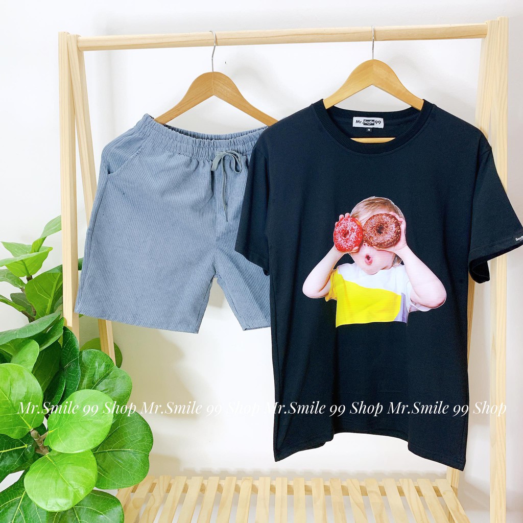 Áo Thun Tay Lỡ Unisex Form Rộng Nam Nữ Bé Trai Bé Gái Mr Smile 99 Shop