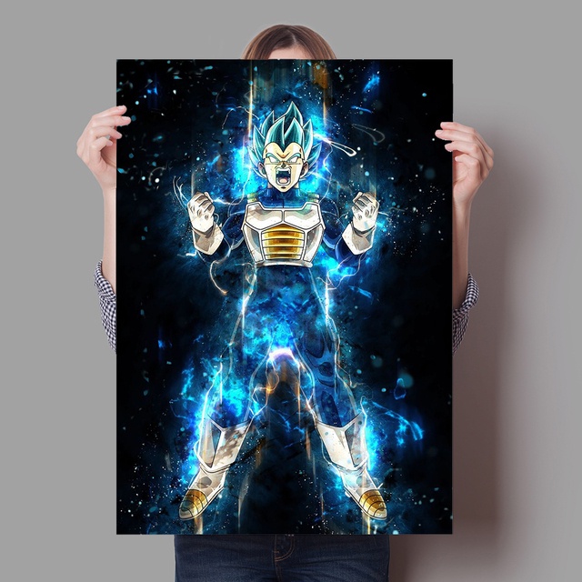 Tranh Vải Bạt Treo Tường Vẽ Tay Hình Dragon Ball Super Saiyan Nhật Bản Trang Trí Nhà Cửa