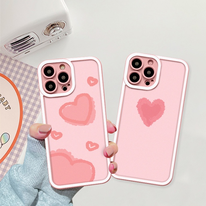 Ốp lưng iphone cạnh vuông lỗ camera tim hồng 6splus/7/7plus/8/8plus/x/xr/xs/11/12/13/pro/max/plus/promax-Awifi U2-5