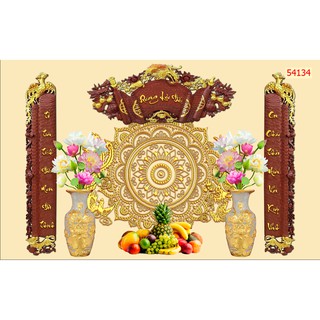 Tranh dán tường 3D tranh tranh trí phòng thờ có keo sẵn, KT: 80x 125 cm)