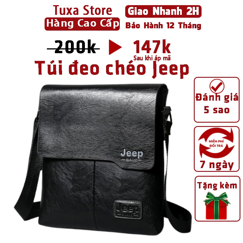 Túi Đeo Chéo Jeep Cao Cấp Da Chống Chày Nước Chống Thấm Nước Đựng Điện Thoại Ipad Dùng Đi Làm Túi Da Nam Jeep-tuxa