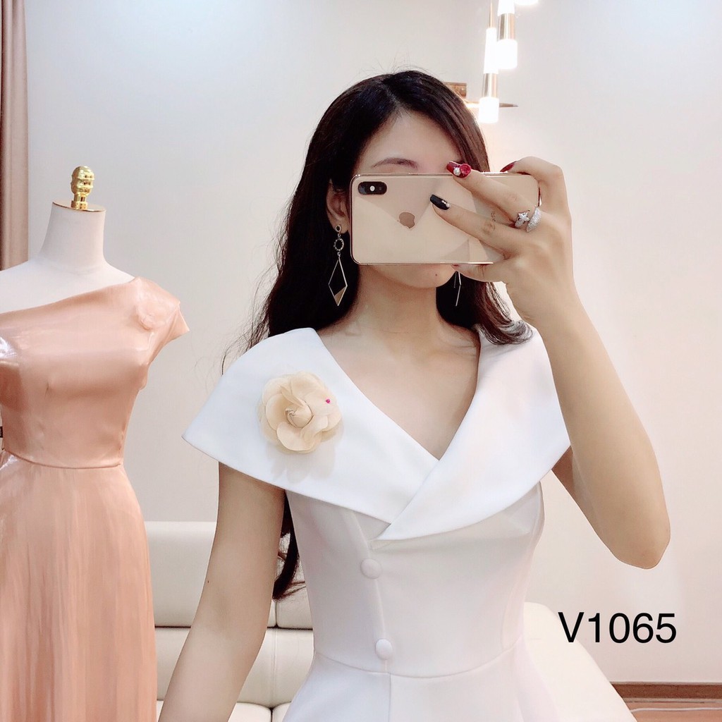 [ xả kho ] MiD Đầm trắng hàng thiết kế V1065 Mie Design ảnh thật
