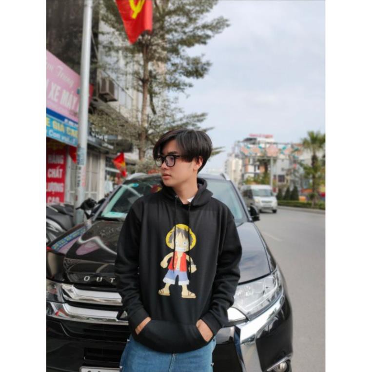 (HOT) Áo nỉ hoodie thu đông hoạt hình one piece luffy form suông rộng unisex có mũ, chất nỉ bông - độc đẹp