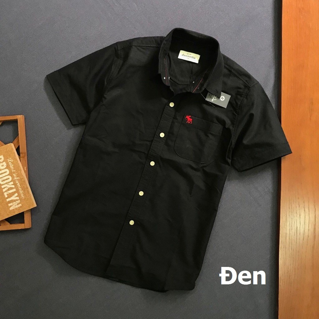 Áo sơ mi nam tay ngắn logo thêu phối túi mẫu mới 2019 ASMDBP019