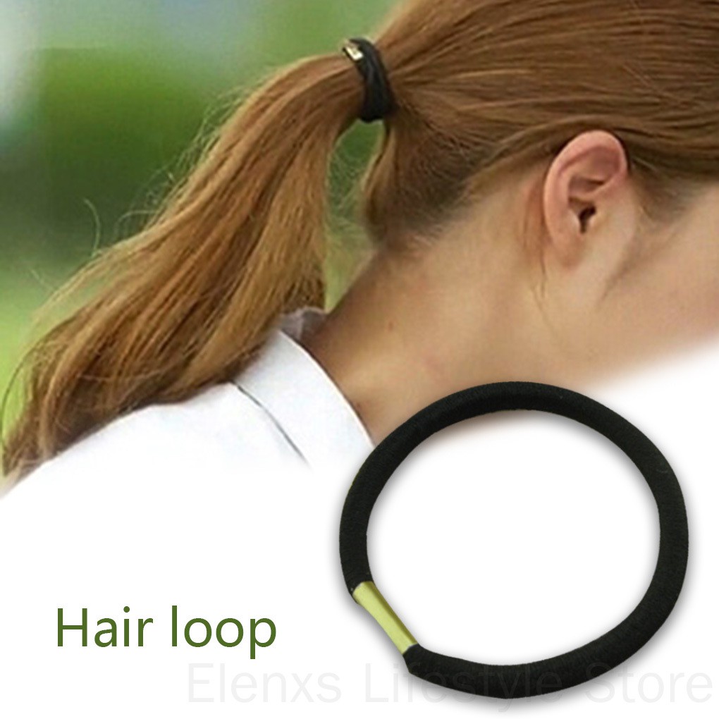 Set 10 dây cột tóc co giãn màu đen tiện dụng cho nữ