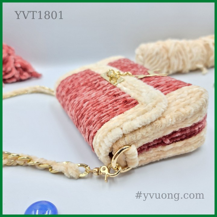 [Có sẵn hàng] Túi Xách Nữ Đan Móc Handmade YVT1801 – Túi Đeo Chéo Nữ Sợi Len Nhung Đan Móc Thủ Công Túi Crochet